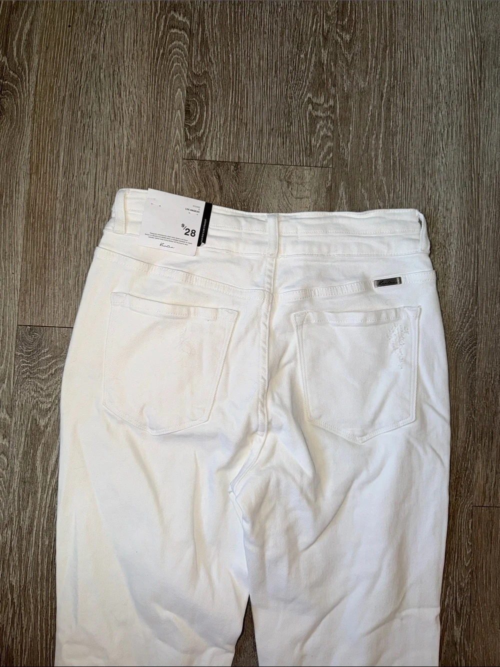KanCan White Straight-Leg High-Rise Jeans lightly distressed pants denim 9 or 28 - Picture 7 of 7